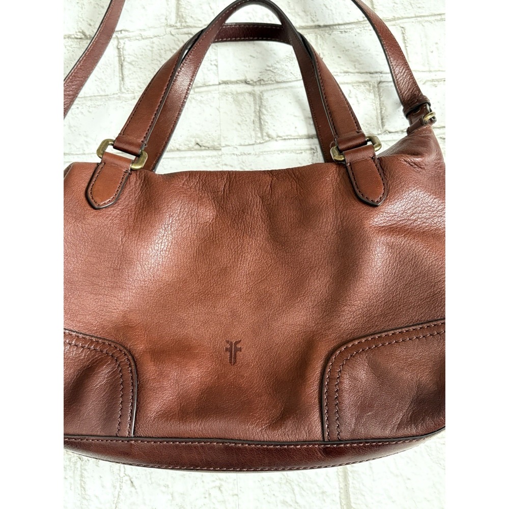 Frye Claude Cognac Leather Satchel Brown Large Bag-MSRP $428
